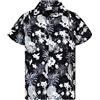 King Kameha Funky-Camicia-Hawaiana, Manica-Corta, Pineapple-Flowers, Rosso-Bordeaux, 5XL