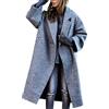 Generic Cappotto di lana da donna, lungo, oversize, cappotto invernale da donna, elegante, classico, con risvolto, cappotto invernale a maniche lunghe, caldo, alla moda, elegante, grande, invernale, trench,