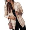 Goolecrimp Blazer A Quadri da Donna Giacca in Tweed Stampato A Quadri Doppiopetto con Risvolto alla Moda Blazer Casual Elegante da Ufficio (Beige-Kaki,S)