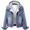 EMUKFD Giacca invernale da donna con cappuccio staccabile casual Sherpa foderato in pile denim jean giacca da camionista cappotto autunno giacca di jeans Sudadera con capucha desmontable para mujeres