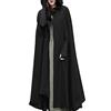 OBiQuzz Cappotto lungo da donna, maxi mantello con cappuccio, poncho, cappello, maglione a maglia lungo, invernale, trench, outwear Halloween, capo, carnevale, adulti, cosplay, feste, Nero , S