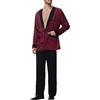 Faonkeew Vestaglia da uomo in raso, accappatoio in seta, giacca lunga, in seta leggera, pigiameria, pigiameria da uomo, corto, scollo a V, accappatoio con cintura, Colore: rosso, L