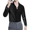 Generic Camicia da uomo a maniche lunghe in velluto slim casual da lavoro camicia da festa sociale smoking streetwear, Nero , XXL