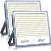 YIQIBRO Faretto LED da Esterno 300W 2 Pezzi, 30000LM 6500K Bianco Freddo Faro LED Esterno con Trasformatore, IP67 Impermeabile Luce di Sicurezza per Giardino Garage Fabbrica Stadio Terrazza