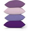 ggaimwf Tinta unita Copricuscino in lino per divano Gradiente viola Cuscino per letto Maniero della lavanda Colore Fatto a mano Piazza Federe per cuscini con cerniera invisibile 40x40 cm Set da 4
