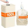 Lifewit 100L Conservazione Delle Bottiglie con Coperchio, Pattumiera Differenziata per Bottiglia Plastica e Bottiglia Vetro, Raccolta Differenziata con Foro, Contenitore Pattumiera, Bianco