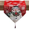 Pwsap Runner da Tavola Natalizio con Nappe, Santa Claus Pupazzo di Neve Alce Albero Tovaglia Natalizia in Poliestere Cotone (Pupazzo di Neve)