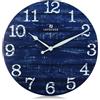 Lafocuse Orologio da Parete Legno Silenzioso Vintage, Rustico Retro Orologio Blu, Classico Decorativo senza Ticchettio per Soggiorno Camera da Letto Cucina Ufficio 30cm