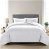 My home store Set copripiumino per letto singolo, qualità alberghiera, in raso, a righe, con 1 federa, traspirante, morbido, ipoallergenico, reversibile, in microfibra