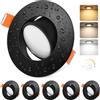 YindaLux Faretti LED Soffitto Dimmerabile 5W 550LM IP44 Faretti LED da Incasso per Cartongesso, 3000K 4000K 6000K Faretti da Incasso 230V Diametro Foro Ø68-80mm, Nero, Set di 6