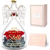 Miofula Regalo Amica Compleanno, Idee Regalo Natale Donna, Rosa Stabilizzata con Angelo di Vetro Regalo Migliore Amica, Regali Amica Speciale, Rosa Eterna Regalo di Anniversario per Migliori Amiche