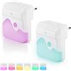 BAKAJI Luci Notturne per bambini con sensore crepuscolare Set 2 pezzi con 6 LED Rispamio energetico 3 Funzioni Luce Bianco Caldo Freddo RGB Cambio Color Dimmerabile Illuminazione Cameretta (Design 1)