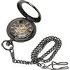 YUYTE Orologio da Taschino Meccanico, Orologio da Taschino Meccanico da Uomo con Quadrante in Numeri Romani, Orologio da Taschino con Scheletro a a Doppia Cassa Vintage con Catena