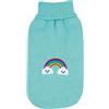 Record - Maglioncino per Cani Magic Land, Lunghezza dorso 45 cm. Maglione con Collo Alto, Ricamo Arcobaleno, Foro Guinzaglio e Passante Zampe Posteriori | Azzurro, L