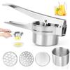 UWOBEFO Schiacciapatate Acciaio Inox, Purè di Verdure Schiacciapatate, Pressa Manuale per Patate in Acciaio Inox, Schiacciapatate Professionale, con 3 Setacci Intercambiabili, per Patata Verdura Frutta