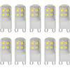 WULUN G9 LED lampadina 2W bianco freddo 6000K, sostituzione delle lampadine alogene G9 20W 25W, non dimmerabile, lampadina di base G9 pin, AC220-240V, angolo di fascio a 360°, confezione da 10