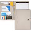 AMKSONS Geschäft AMKSONS cartellina portadocumenti a4 in Grigio Chiaro con portablocco e blocco note, materiale in pelle PU con scomparti per cartella portadocumenti A4,A5, portapenne, chiusura magnetica