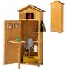 KOMFOTTEU Casetta da Giardino in legno, Capanno per Attrezzi Multifunzione, Armadietto da Giardino con Tetto a 2 Falde, Scaffale, Tavolo Pieghevole, 65 x 42 x 180,5 cm, Colore Naturale