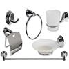Vetrine in rete Vetrineinrete® Set Bagno Moderno in Acciaio Cromato e Vetro Satinato Opaco 6 Pezzi Accessori arredo Bagno 69985 P34