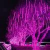 SCOZIA Luci a LED a Caduta di Neve 30 cm 8 Tubi 192 LED Luci da Giardino a Cascata Luci a Cascata a Cascata per Esterni per la Decorazione dell'albero di Natale della Festa Nuziale, Rosa Viola
