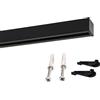 Deco-Raum Binario per tende su misura, in alluminio, rettangolare, piatto, fissaggio a soffitto, per tende con chiavistello, nero, 380 cm, quadrato
