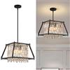 AJYBYUKJ Lampadario da sala da pranzo Lampadario da fattoria Lampada a sospensione in cristallo di metallo nero per isola cucina Sala da pranzo Soggiorno Soffitto piatto e inclinato173 Beauty Comes