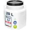 Garronda serbatoio acqua quadrato BPA-free da 20 litri per alimenti, tanica per acqua, contenitore con coperchio, adatto per la conservazione di crauti, fermentazione o salamoia GD-0088, Bianco