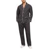 MoFiz Pigiama Uomo Cotone Lungo Invernale Pigiama da Notte con Bottoni Maniche Lunghe Morbido Pigiami Due Pezzi Camicia Pigiama e Pantaloni con Tasche Blu Marino US 3XL/ EU 4XL