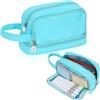 Alyvisun Astuccio Scuola, Astuccio di Grande Capacità con 3 Scomparti per Bambina Ragazzo, Astuccio Portapenne Organizer Resistente Pencil Case con Maniglia per Scuola e Ufficio (Blu)