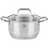 KARL HAUSMANN Pentola Acciaio Inox - 3.6L - 21 cm - Casseruola Induzione con Coperchio Vetro - Pentola Inox 18/0 - Scala Misura - Per Tutti i Fuochi - Pentole Acciaio Inossidabile