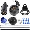 SPARKMOTO Spina 7 Poli rimorchio Maschio e Presa 7 Poli Femmina,12v spinotto 7poli Presa 7poli per rimorchio Auto,con Metallo Staffa di Montaggio,Guarnizione Isolante E Porta Spina rimorchio Blu Kit