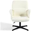 39F FURNITURE DREAM Poltrona ergonomica scandinava Girevole a 360° Altezza Regolabile Boucle Tessuto Morbido, Bianco, 66 x 63 x 82-94 cm, Metallo bouclette, 66x63x82-94cm