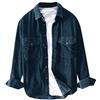 Nidddiv Camicie in velluto a coste da uomo UK Botton Down Overshirts Colletto con risvolto Camicie da uomo Top a maniche lunghe Camicetta casual invernale con tasche Tinta unita Caldo T-shirt da uomo a