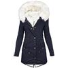 Generico Cappotto Donna Invernale Caldo Giacca Parka Impermeabile Cappotto Imbottita con Cappuccio in Pelliccia Piumino Donna 100 Grammi Mezza Stagione Giubbotto Trapuntato Sherpa Foderato