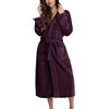 Generico Vestaglia Donna Pile Invernale con Cappuccio Corta, Vestaglie Cotone Bianco Vestaglia Elegante Tinta Unita Accappatoio da Palestra Donna Flanella Morbida Accappatoio per Casa Hotel Spa