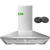 SNDOAS Cappa Aspirante 60 cm, Classe A++, 350 m³/h Cappa Cucina con Filtro Carbone, Doppia Modalità di Ventilazione, 3 Livelli, LED
