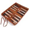 Sondergut Backgammon Deluxe - Design brevettato pieghevole e vera pelle - Design elegante - Pietre da gioco in legno di faggio di alta qualità, 30 x 40 cm