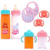 DIELOVEHUA Accessori per Bambole, 4 Pezzi Biberon Magico per Bambole, 2 Pezzi Ciuccio per Bambole, 2 Pezzi Bavaglini, Biberon Magico, Biberon Giocattolo, Adatto a Bambini di Età Superiore a 3 Anni