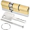 PATIKIL 32.5/52.5 (85mm Totale) Europeo Doppia Serratura Cilindro, Porta Cilindro Serratura con 8 Chiavi per Legno Porte, Alluminio Porte