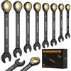 ss shovan Set Chiavi Inglesi 8 Pezzi, Set Chiavi a Cricchetto Metriche, 8-19 mm Chiave Inglese a Cricchetto in Acciaio al Cromo Vanadio, 72 Denti, Set Chiavi Combinate con scatola portaoggetti