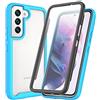 XINNI Cover per Samsung Galaxy S22+ 5G, Protezione Schermo Integrata 360 Gradi Antiurto Custodia, Rugged Doppia Faccia Bumper Trasparente Full Guscio Fronte Retro Case, Azzurro