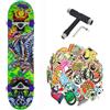 Tony Hawk Skateboard completo Tony Hawk PROFESSIONALE Serie Principiante 7.5 + tool multiuso + 50 stickers lucidi (Toxic 7.5 - tool - 50sticks, 7.5)