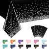 MORAINJAY 4 pz Nero Tovaglia a Pois in Argento,Antimacchia Impermeabile Feste Tovaglia in Plastica,137x274cm Rettangolare Tovaglia per Natalizia Party,Interni Esterni Giardino Ristorante Decor