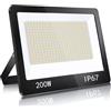 YIQIBRO Faretto LED da Esterno 200W, 20000LM 6500K Super Luminoso Bianco Freddo Faro LED Esterno con Trasformatore, IP67 Impermeabile Luce di Sicurezza per Giardino Garage Fabbrica Stadio Terrazza
