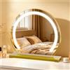 MantoLite Specchio Da Tavolo Rotondo Con Interruttore a Sfioramento Dorato, Grande Specchio Cosmetico Con Luci Ruotabile a 360°, 40cm LED Specchio per Trucco