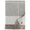 LINEN & COTTON Plaid di Lusso a Quadri Coperta/Copriletto/Coperte OLIVIA - 100% Lana Merinos Superfine, Grigio/Bianco (140 x 200cm), Adatto per Letto o Divano, Singolo/Matrimoniale