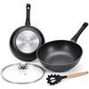 Stone&Stone Padella Wok Antiaderente Induzione 30 cm | Cucina Sana Senza Olio né Grassi | Rivestimento Tedesco Ultra Antiaderente GREBLON C3+ Ideale per Saltare e Cotture Light + Coperchio e Cucchiaio
