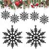 HERZONE Set di 30 decorazioni natalizie con paillettes, fiocchi di neve, albero di Natale, 10 cm, decorazione natalizia da appendere (fiocchi di neve neri, tipo 1)