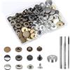 BetterJonny Set di 24 Bottoni Automatici in Ottone Φ15 mm Rame Metallo Bronzo Con Attrezzi di Fissaggio per Pelle Jeans Giacca Portafoglio Borsetta