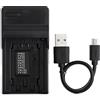 Norifon NP-FH50 USB Caricatore per Sony DCR-DVD108, DCR-DVD610 | Compatibile con Sony DCR-DVD105, DCR-HC21, DCR-HC52, DCR-HC38, DCR-SR45, DCR-SR47, DCR-SX85, DCR-SX45, DCR-SX44 Fotocamera